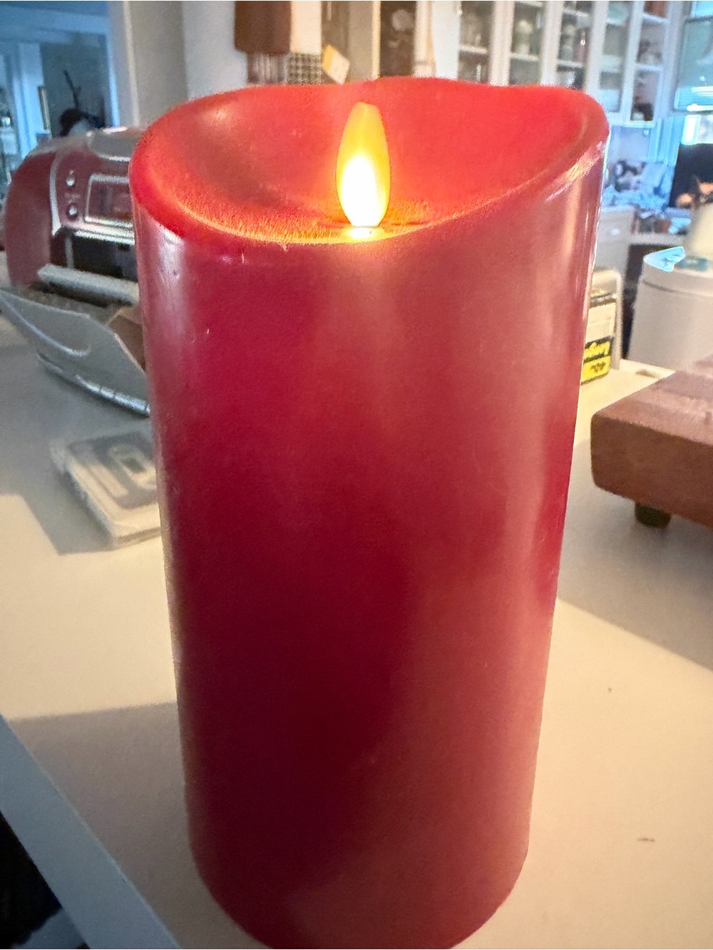 Red Luminara LED Pillar Candle -